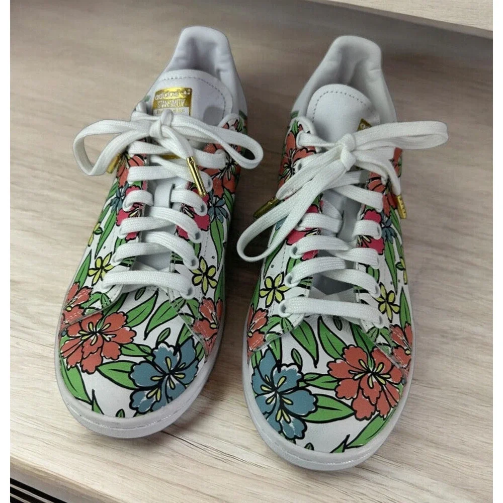 Adidas x Stan Smith All-Over Floral Print Shoes 2021 Sneakers Cloud White Size 8 - Picture 16 of 16